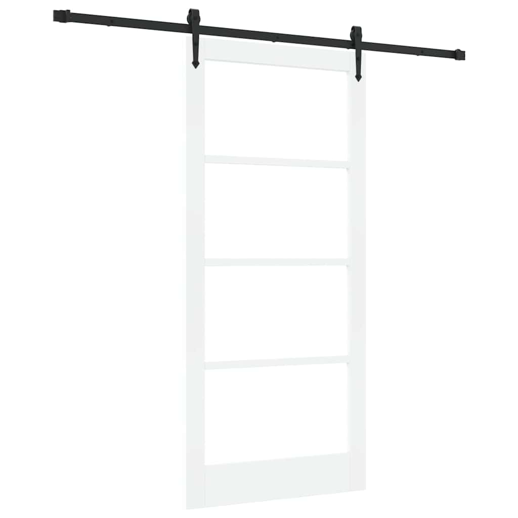 vidaXL Sliding Door ORKDAL 93 x 202 cm Solid Pine Wood and Glass White 2
