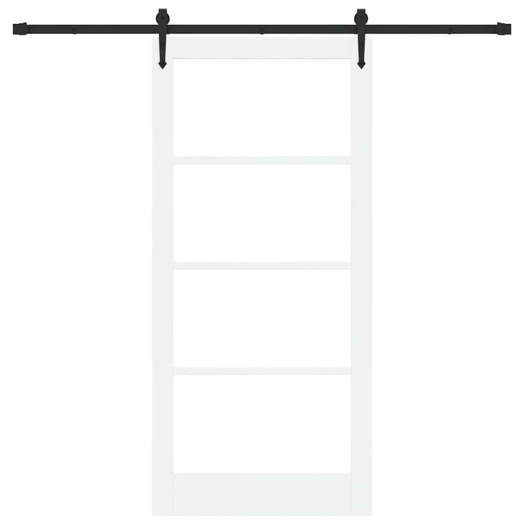vidaXL Sliding Door ORKDAL 93 x 202 cm Solid Pine Wood and Glass White 4