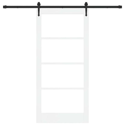 vidaXL Sliding Door ORKDAL 93 x 202 cm Solid Pine Wood and Glass White 4