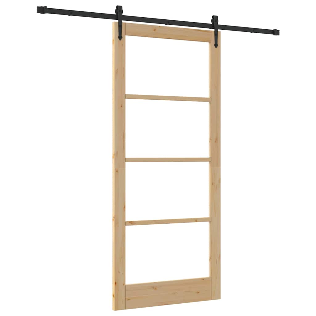 vidaXL Sliding Door ORKDAL 93 x 211 cm Solid Pine Wood and Glass 2
