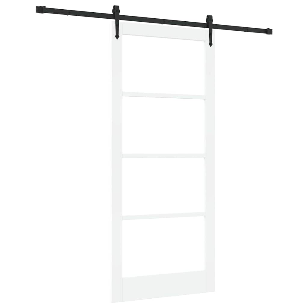 vidaXL Sliding Door ORKDAL 93 x 211 cm Solid Pine Wood and Glass White 2