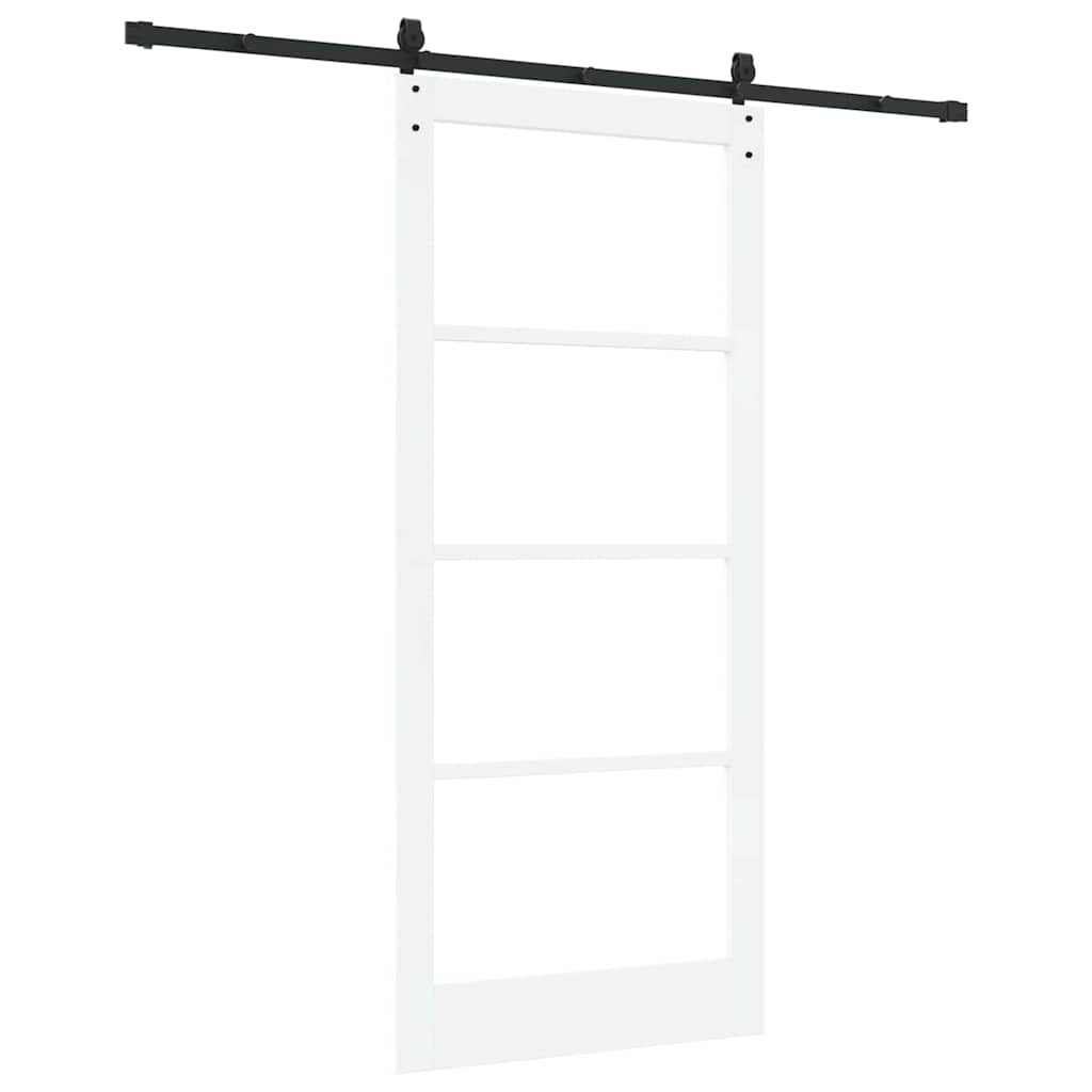 vidaXL Sliding Door ORKDAL 93 x 211 cm Solid Pine Wood and Glass White 6