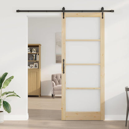 vidaXL Sliding Door ORKDAL 93 x 232 cm Solid Pine Wood and Glass 3