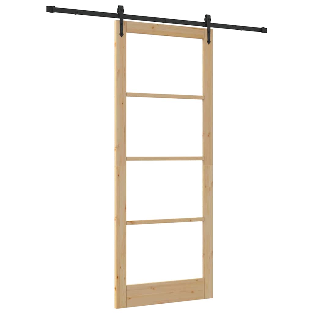 vidaXL Sliding Door ORKDAL 93 x 232 cm Solid Pine Wood and Glass 2