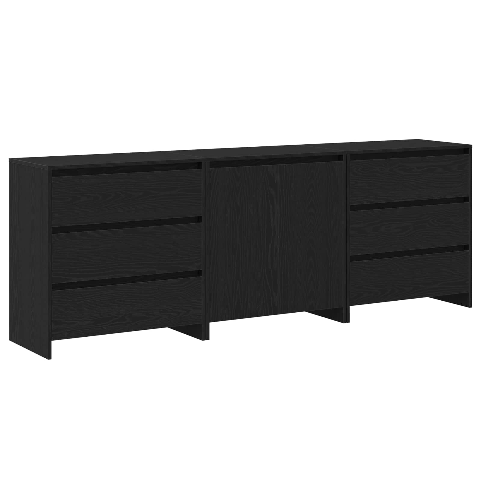 vidaXL Sideboard 3 pcs Black 70 x 41 x 75 cm Engineered Wood 1