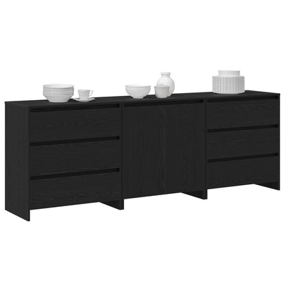 vidaXL Sideboard 3 pcs Black 70 x 41 x 75 cm Engineered Wood 2