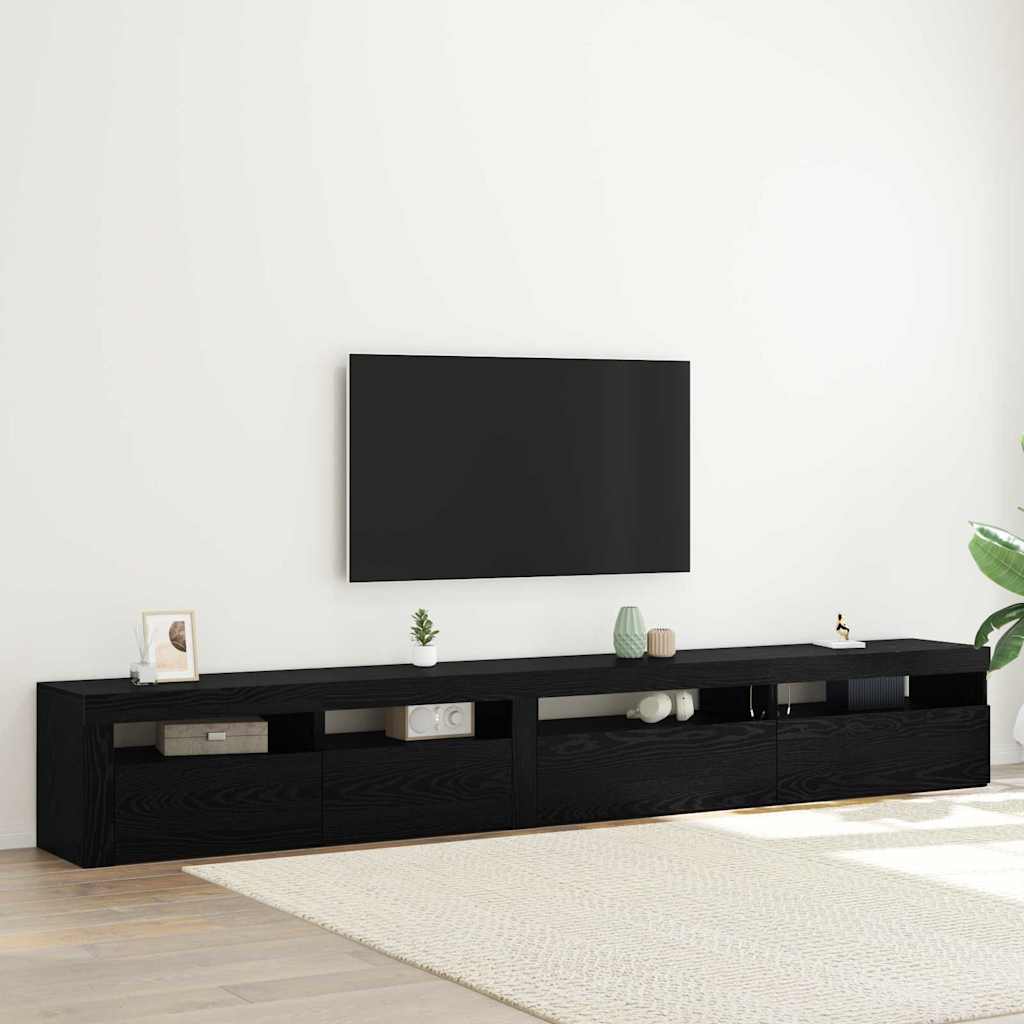 TV Cabinet with LED Lights 270x35x40 cm Black oak 270 cm