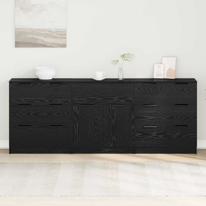 vidaXL Sideboard 3 pcs Black Oak 181 x 30 x 70 cm Engineered Wood 1
