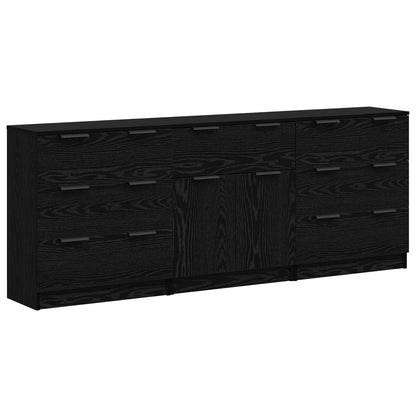 vidaXL Sideboard 3 pcs Black Oak 181 x 30 x 70 cm Engineered Wood 2