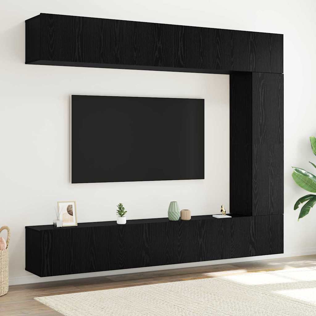 vidaXL TV Cabinet Set 5 pcs Black Oak Engineered Wood 1
