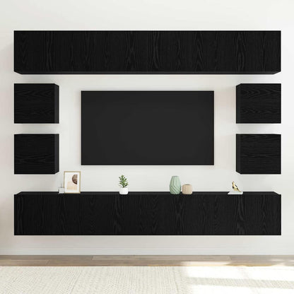 vidaXL TV Cabinet Set 8 pcs Black Oak Engineered Wood 4