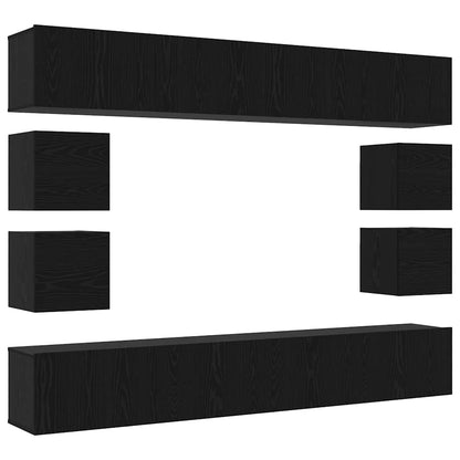 vidaXL TV Cabinet Set 8 pcs Black Oak Engineered Wood 2