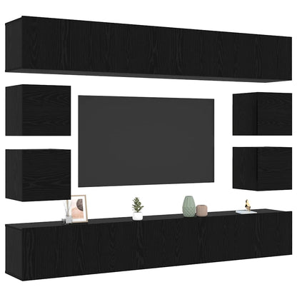 vidaXL TV Cabinet Set 8 pcs Black Oak Engineered Wood 3