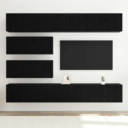 vidaXL TV Cabinet Set 6 pcs Black Oak Engineered Wood 4
