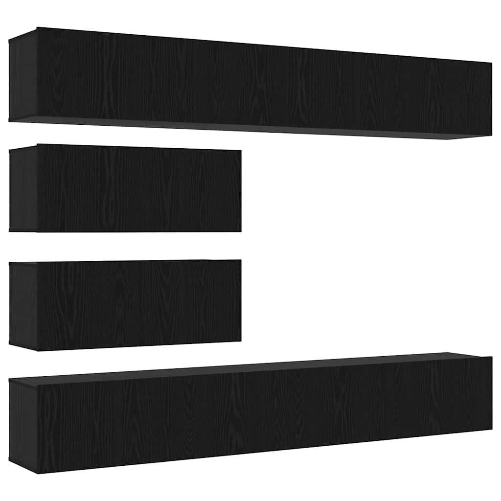 vidaXL TV Cabinet Set 6 pcs Black Oak Engineered Wood 2