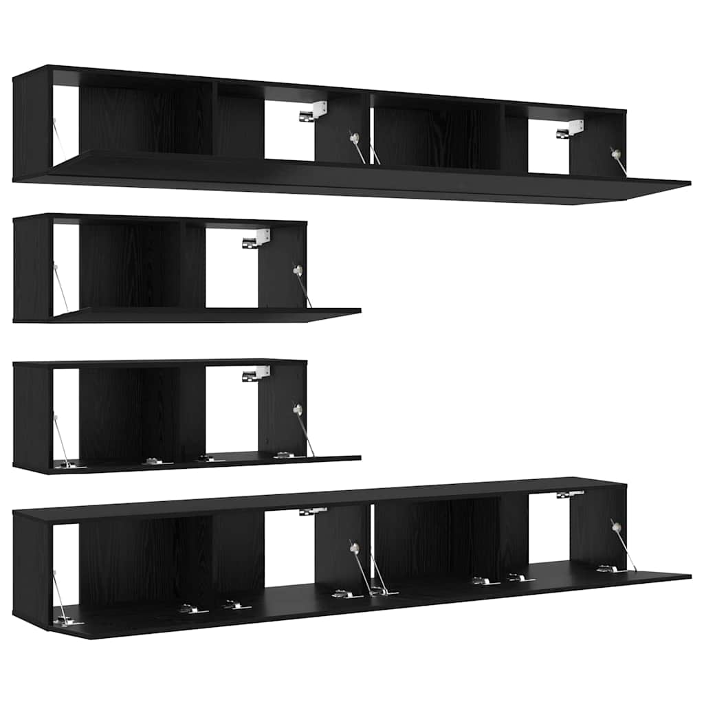 vidaXL TV Cabinet Set 6 pcs Black Oak Engineered Wood 5