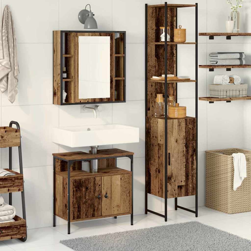 vidaXL Bathroom Furniture Set 3 pcs Old Wood Engineered Wood 1