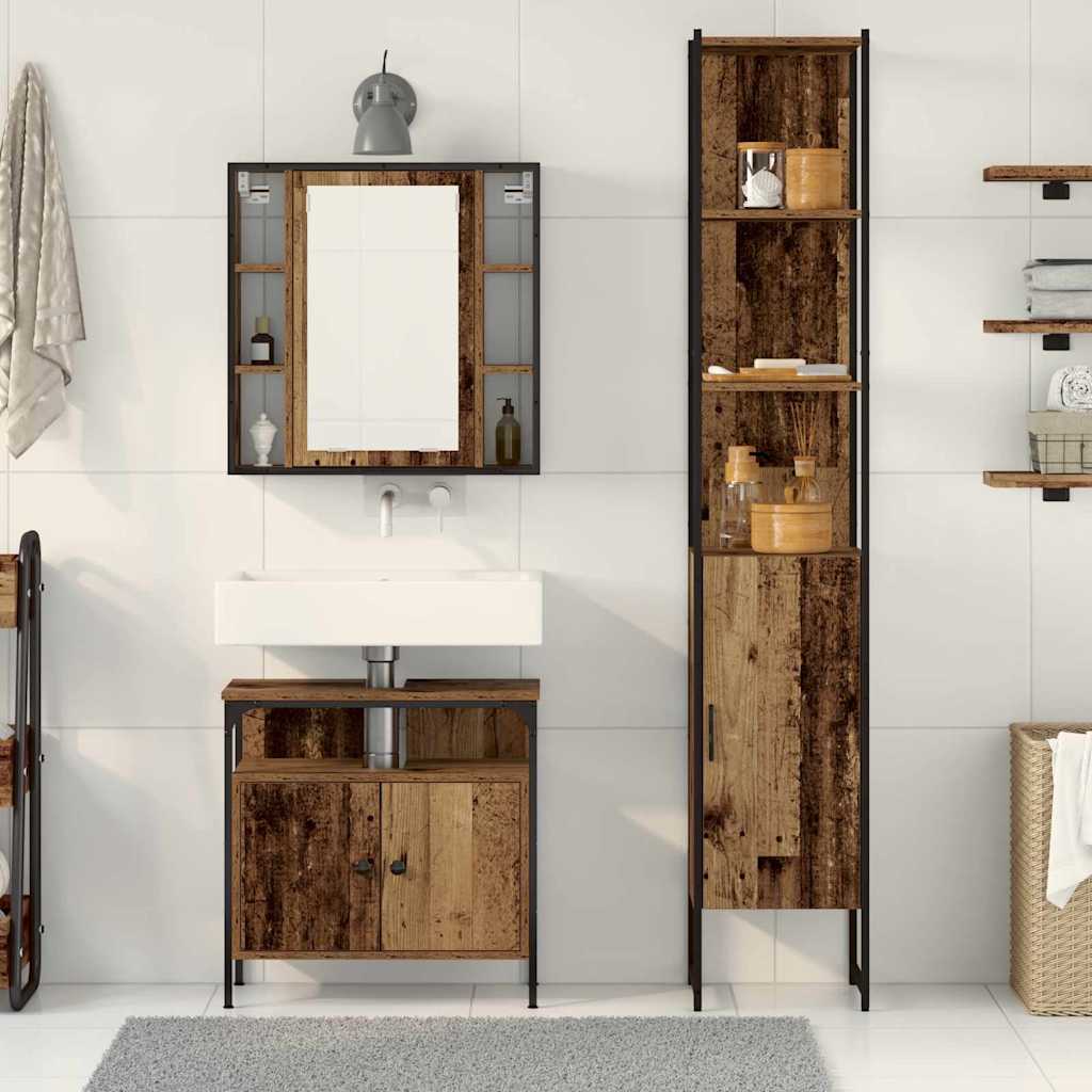 vidaXL Bathroom Furniture Set 3 pcs Old Wood Engineered Wood 4