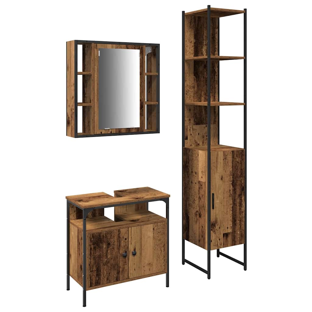 vidaXL Bathroom Furniture Set 3 pcs Old Wood Engineered Wood 2