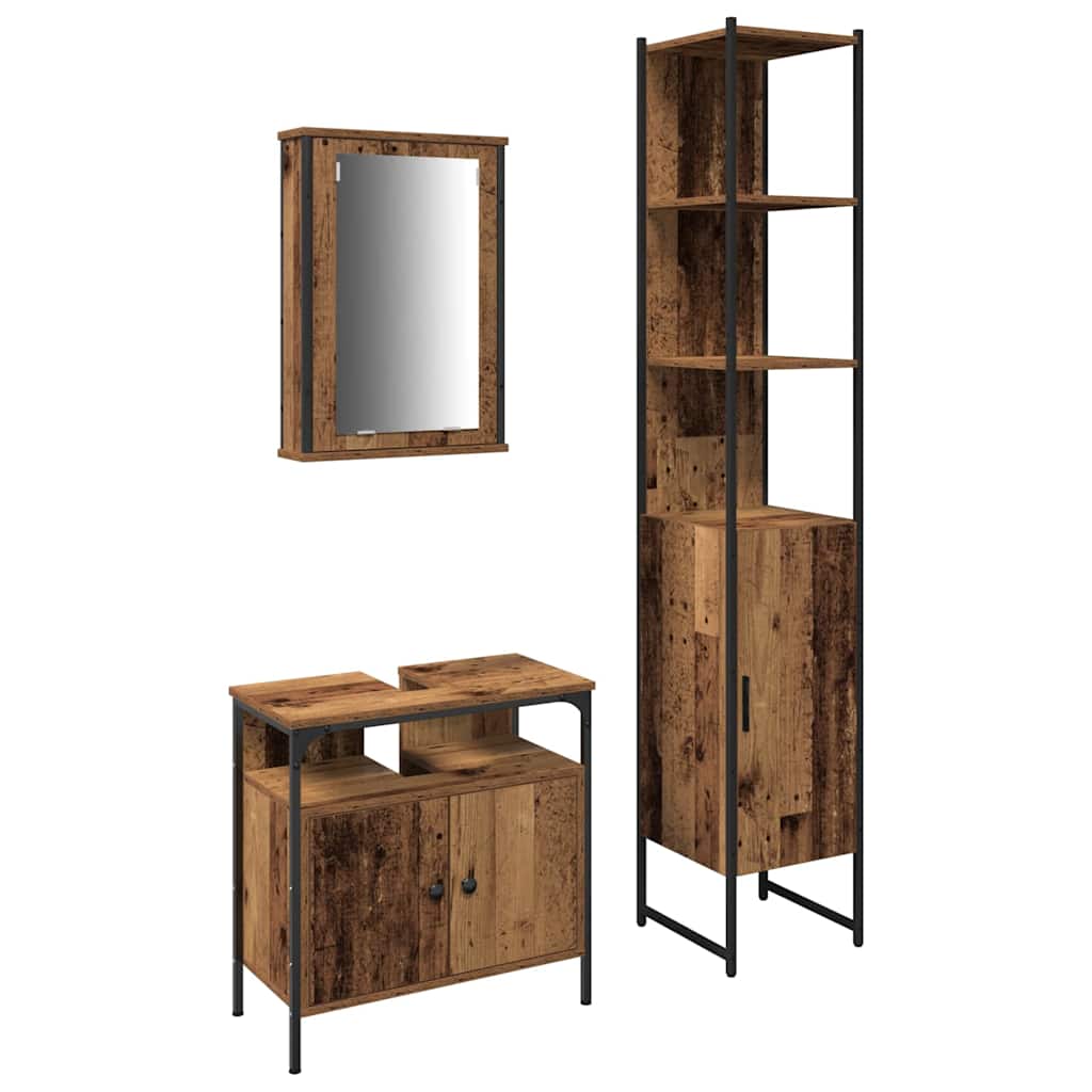 vidaXL Bathroom Furniture Set 3 pcs Old Wood Engineered Wood 2