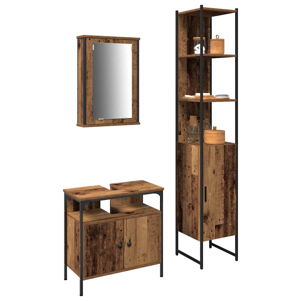 vidaXL Bathroom Furniture Set 3 pcs Old Wood Engineered Wood 3