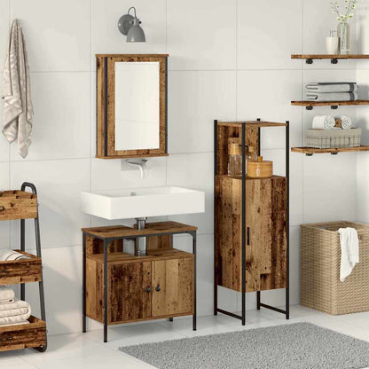 3 Piece Bathroom Furniture Set Engineered Wood Old wood