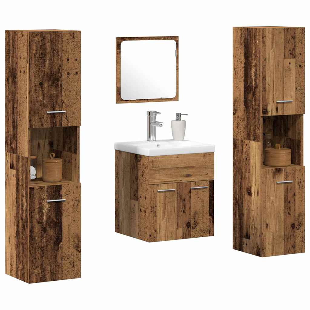Bathroom Furniture Set Engineered Wood 41 x 38.5 x 46 cm Old wood