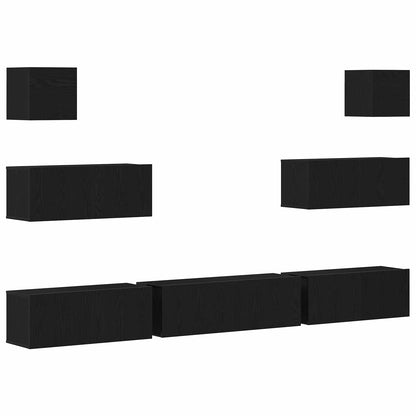 vidaXL TV Cabinet Set 7 pcs Black Oak Engineered Wood 2
