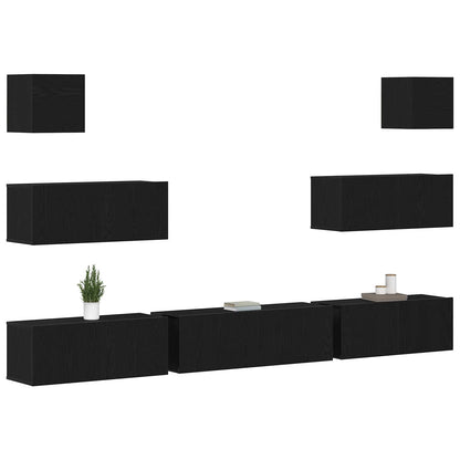 vidaXL TV Cabinet Set 7 pcs Black Oak Engineered Wood 3