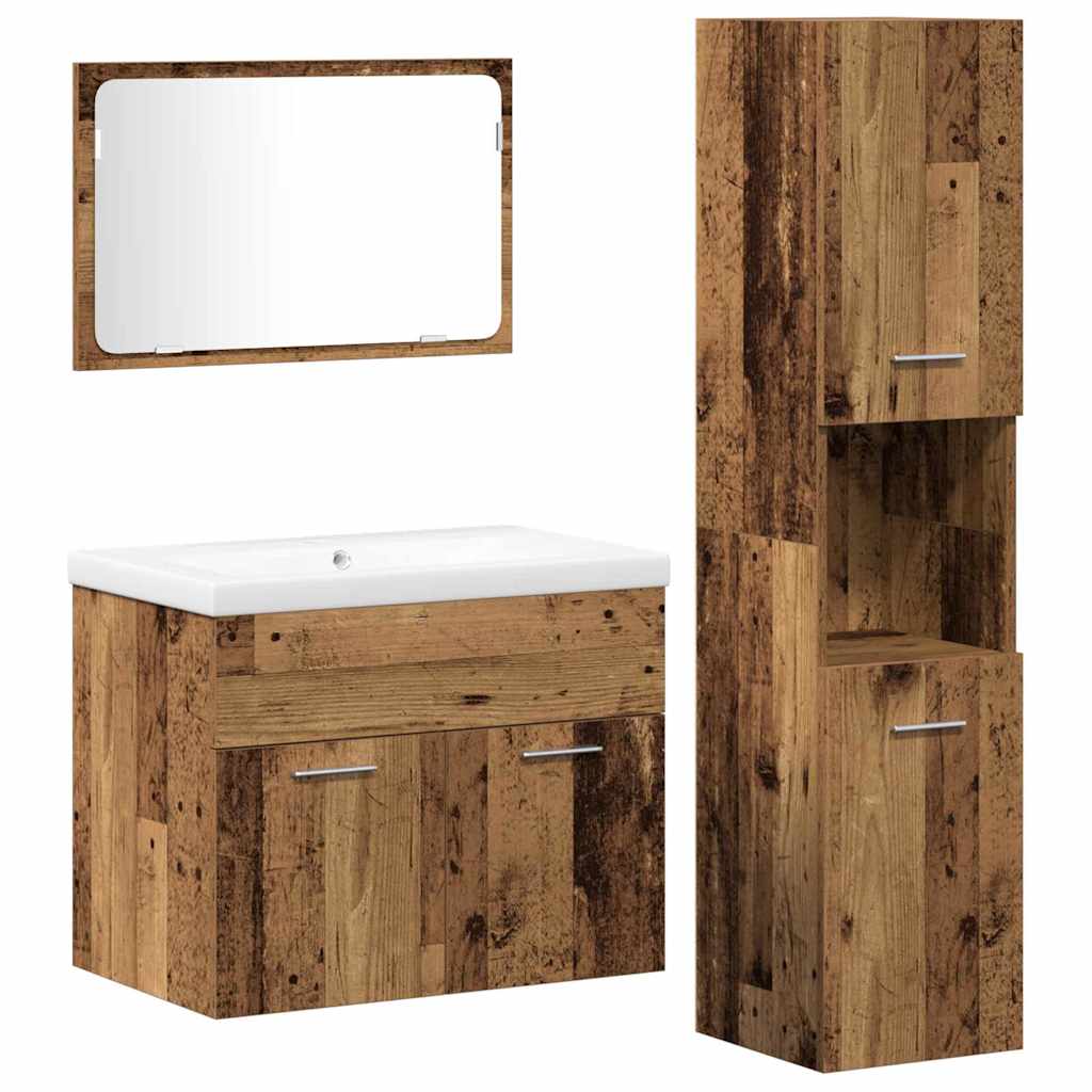 vidaXL Bathroom Furniture Set 4 pcs Brown Engineered Wood 2