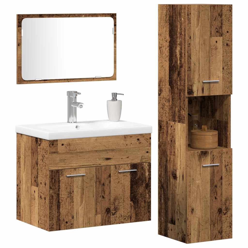 vidaXL Bathroom Furniture Set 4 pcs Brown Engineered Wood 3