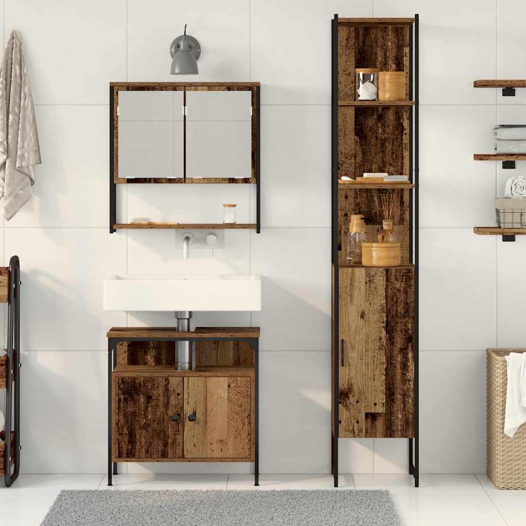 vidaXL Bathroom Furniture Set 3 pcs Old Wood Engineered Wood 4
