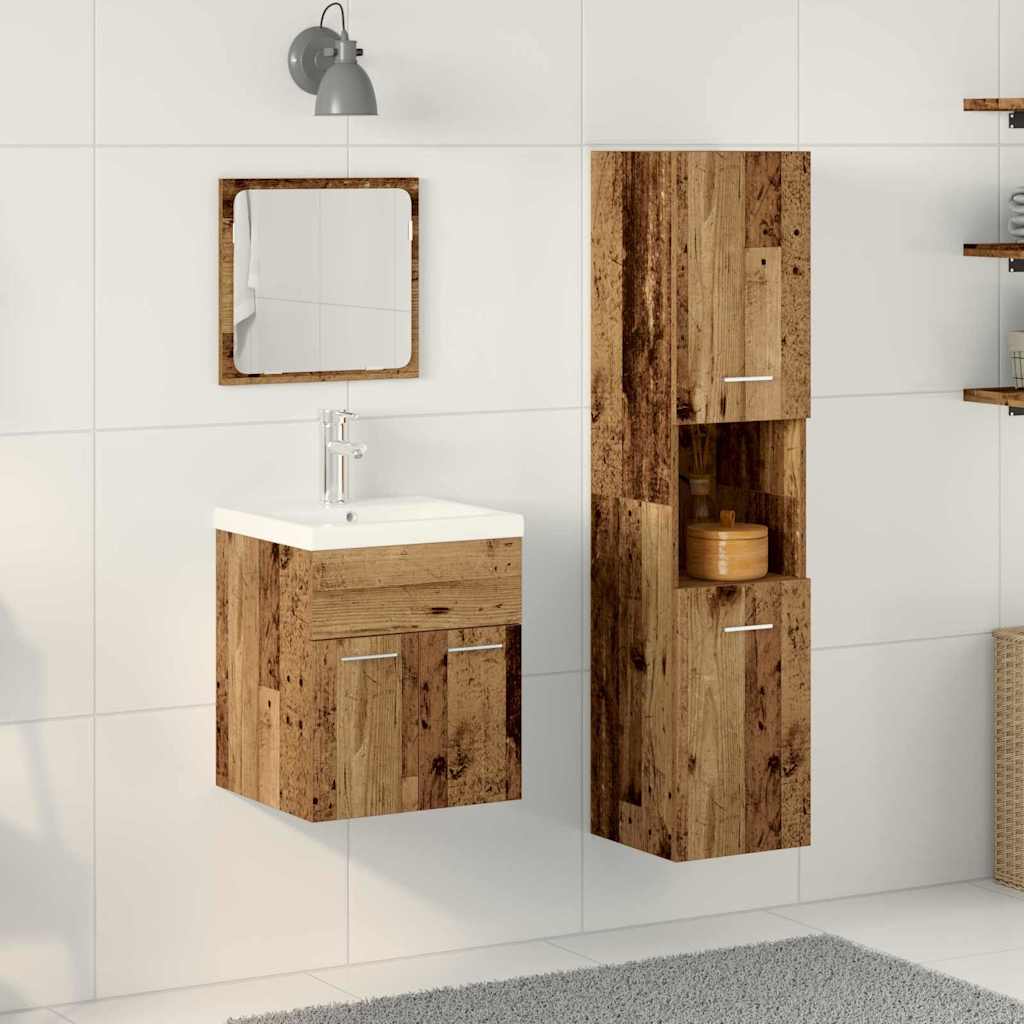 vidaXL Bathroom Furniture Set 4 pcs Old Wood Engineered Wood 1
