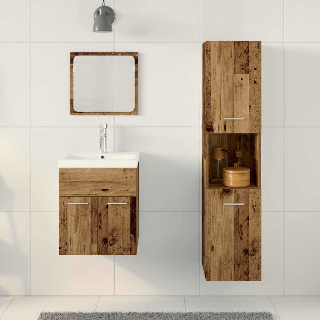 vidaXL Bathroom Furniture Set 4 pcs Old Wood Engineered Wood 4