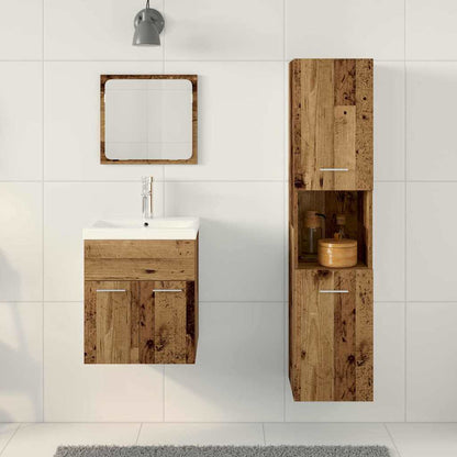 vidaXL Bathroom Furniture Set 4 pcs Old Wood Engineered Wood 4