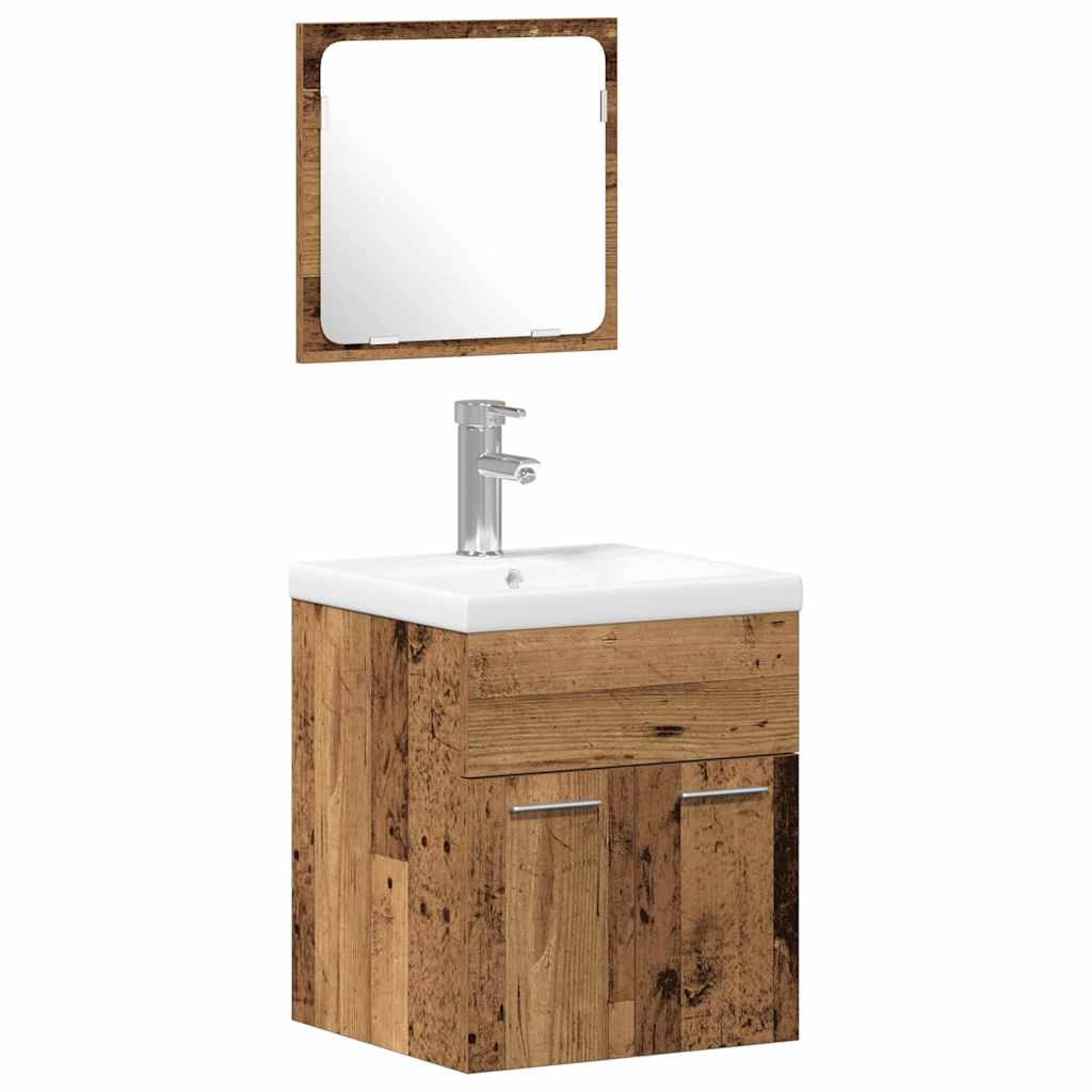 vidaXL Bathroom Furniture Set 4 pcs Old Wood Engineered Wood 6