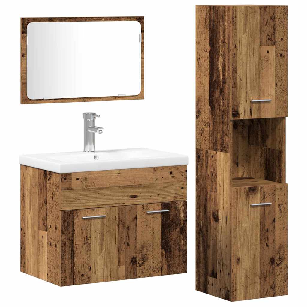 vidaXL Bathroom Furniture Set 4 pcs Brown Engineered Wood 2