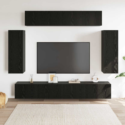vidaXL TV Cabinet Set 6 pcs Black Oak Engineered Wood 1