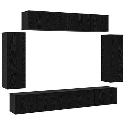 vidaXL TV Cabinet Set 6 pcs Black Oak Engineered Wood 2
