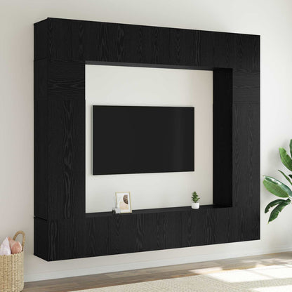vidaXL TV Cabinet Set 8 pcs Black Oak Engineered Wood 1