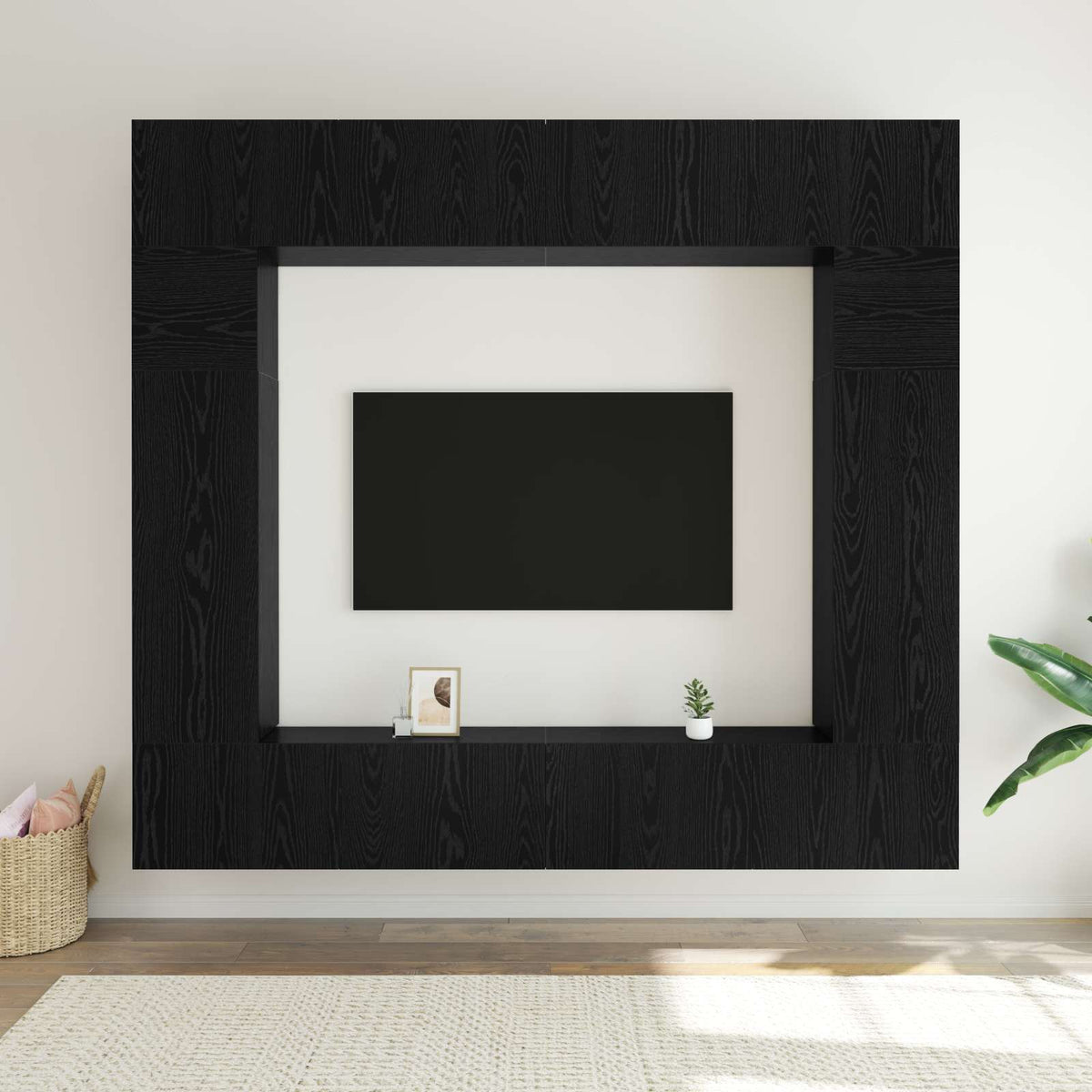 vidaXL TV Cabinet Set 8 pcs Black Oak Engineered Wood 4