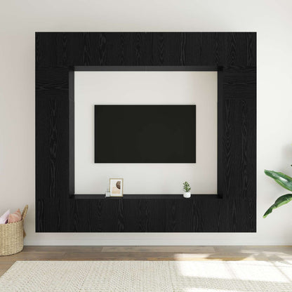 vidaXL TV Cabinet Set 8 pcs Black Oak Engineered Wood 4