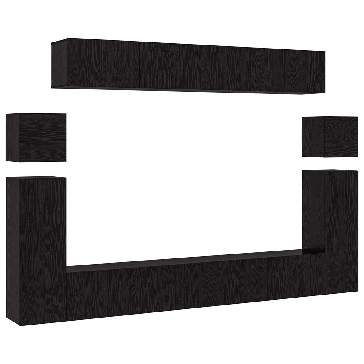 vidaXL TV Cabinet Set 8 pcs Black Oak Engineered Wood 2