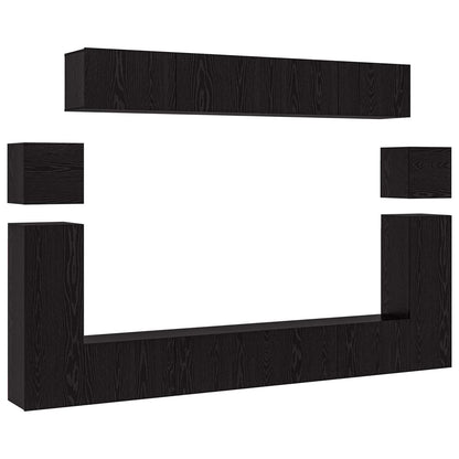 vidaXL TV Cabinet Set 8 pcs Black Oak Engineered Wood 2