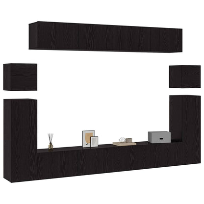 vidaXL TV Cabinet Set 8 pcs Black Oak Engineered Wood 3