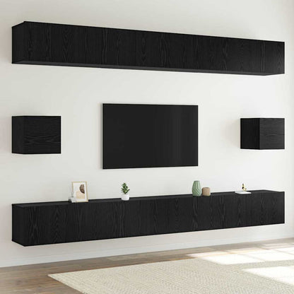 TV Cabinet Set Engineered Wood 8 Black oak 100 cm