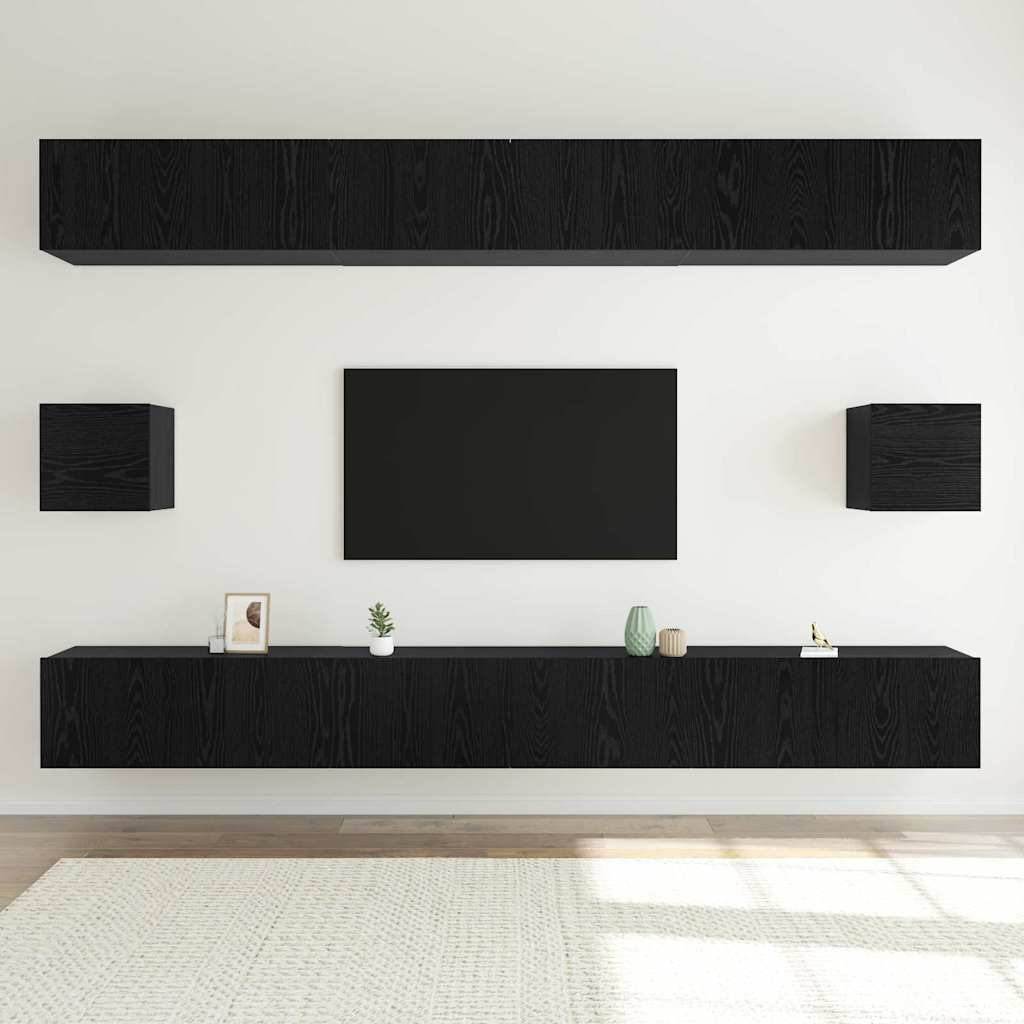 vidaXL TV Cabinet Set 8 pcs 100 x 30 x 30 cm Black Oak 4
