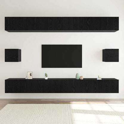 vidaXL TV Cabinet Set 8 pcs 100 x 30 x 30 cm Black Oak 4