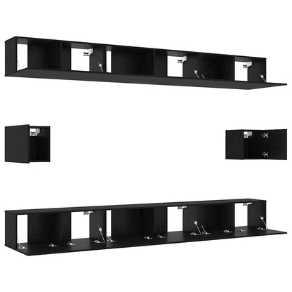 vidaXL TV Cabinet Set 8 pcs 100 x 30 x 30 cm Black Oak 5