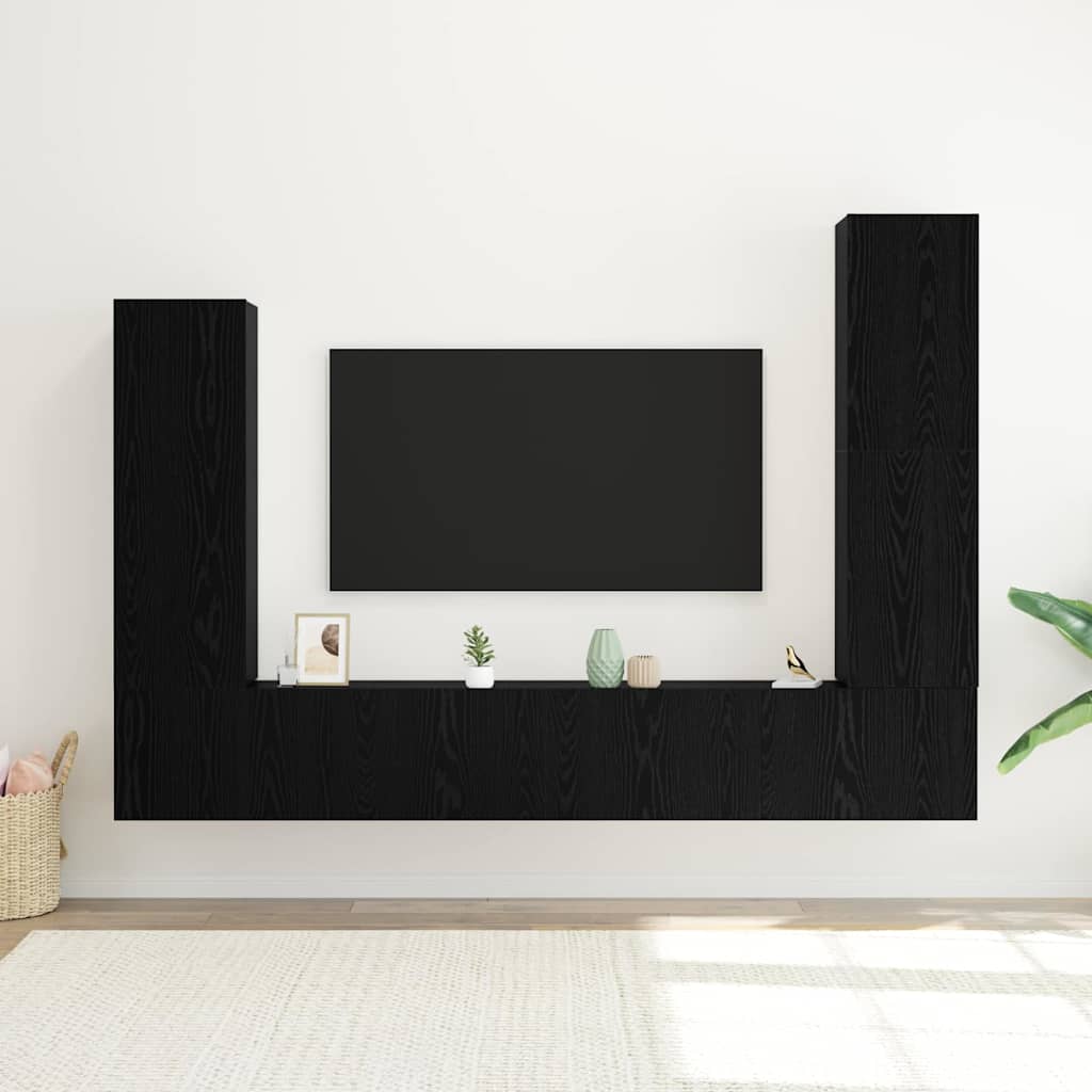vidaXL TV Cabinet Set 4 pcs 30.5 x 30 x 110 cm Black Oak 4